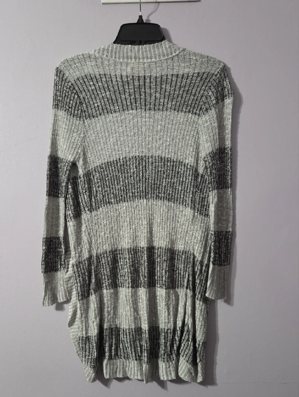 Mossimo Supply Co. Gray and Black Striped Open-Front Cardigan Juniors M - Picture 4 of 4